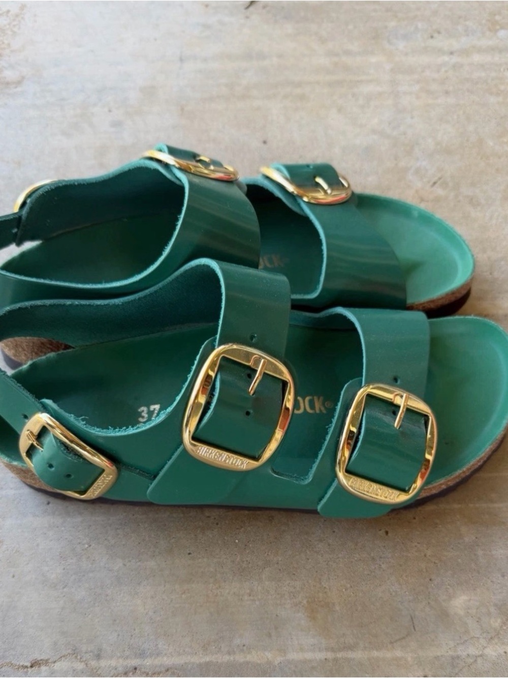 Birkenstock 37 100% Leather Green Exellent - Picture 2 of 5